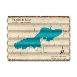 Pewaukee Lake, Wisconsin - Corrugated Metal Wall Art Corrugated Wall Art Lake Art