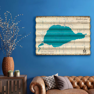 Rush Lake, Otter Tail Minnesota - Corrugated Metal Wall Art Corrugated Wall Art Lake Art