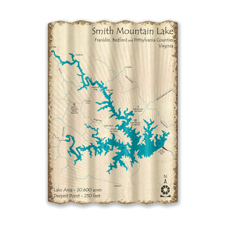 Smith Mountain Lake, Virginia - Corrugated Metal Wall Art Corrugated Wall Art Lake Art