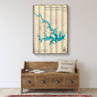 Smith Mountain Lake, Virginia - Corrugated Metal Wall Art Corrugated Wall Art Lake Art