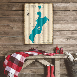 Squirrel Lake, Wisconsin - Corrugated Metal Wall Art Corrugated Wall Art Lake Art