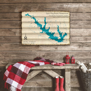 Sam Rayburn Reservoir, Texas - Corrugated Metal Wall Art Corrugated Wall Art Lake Art