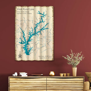 West Point Lake, Georgia/Alabama - Corrugated Metal Wall Art Corrugated Wall Art Lake Art