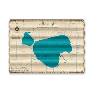 Yellow Lake, Wisconsin - Corrugated Metal Wall Art Corrugated Wall Art Lake Art