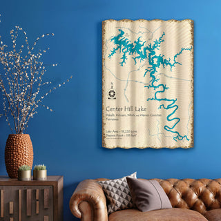 Center Hill Lake, Tennessee - Corrugated Metal Wall Art Corrugated Wall Art Lake Art