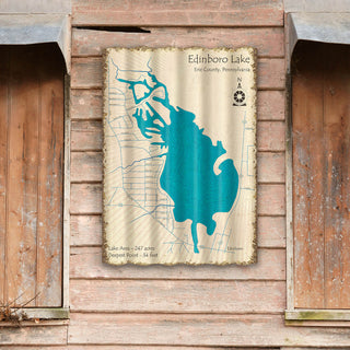 Edinboro Lake, Pennsylvania - Corrugated Metal Wall Art Corrugated Wall Art Lake Art