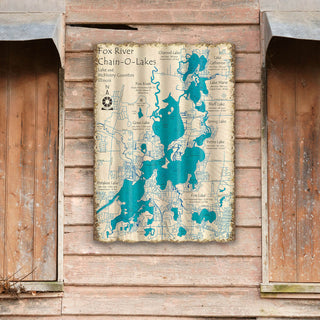 Fox River Chain-O-Lakes - Corrugated Metal Wall Art Corrugated Wall Art Lake Art
