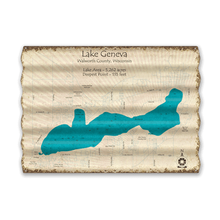 Lake Geneva, Wisconsin - Corrugated Metal Wall Art Corrugated Wall Art Lake Art