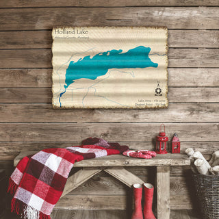 Holland Lake, Montana - Corrugated Metal Wall Art Corrugated Wall Art Lake Art