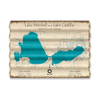 Lake Mitchell and Lake Cadillac, Wexford County, Michigan - Corrugated Metal Wall Art Corrugated Wall Art Lake Art