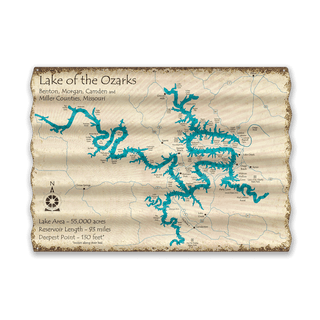 Lake of the Ozarks, Missouri - Corrugated Metal Wall Art Corrugated Wall Art Lake Art