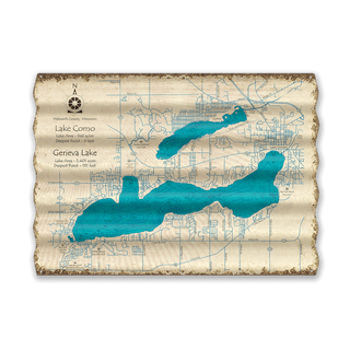 Lake Como and Lake Geneva, Wisconsin - Corrugated Metal Wall Art Corrugated Wall Art Lake Art