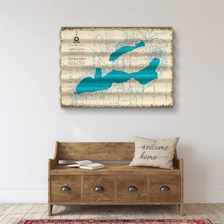 Lake Como and Lake Geneva, Wisconsin - Corrugated Metal Wall Art Corrugated Wall Art Lake Art