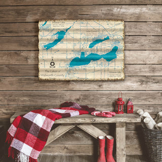The Lakes of Walworth County, Wisconsin - Corrugated Metal Wall Art Corrugated Wall Art Lake Art
