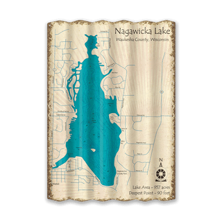Nagawicka Lake, Wisconsin - Corrugated Metal Wall Art Corrugated Wall Art Lake Art