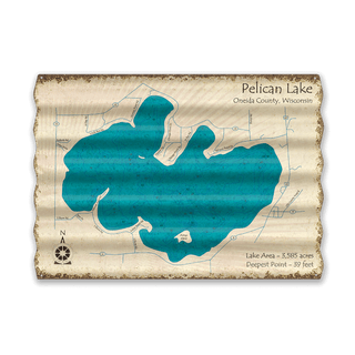 Pelican Lake, Oneida County, WI - Corrugated Metal Wall Art Corrugated Wall Art Lake Art