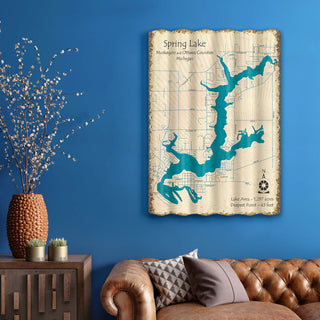 Spring Lake, Michigan - Corrugated Metal Wall Art Corrugated Wall Art Lake Art