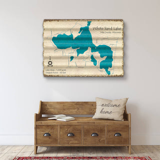 White Sand Lake: Lac du Flambeau - Corrugated Metal Wall Art Corrugated Wall Art Lake Art