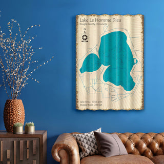 Lake Le Homme Dieu, Douglas County, Minnesota - Corrugated Metal Wall Art Corrugated Wall Art Lake Art