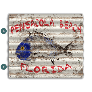 Pensacola Porgy - Corrugated Metal Wall Art Corrugated Wall Art FishAye Trading Company