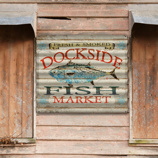 Dockside Fish Market - Corrugated Metal Wall Art Corrugated Wall Art FishAye Trading Company