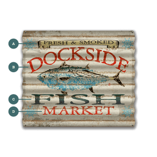 Dockside Fish Market - Corrugated Metal Wall Art Corrugated Wall Art FishAye Trading Company