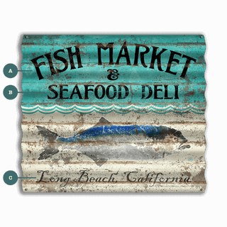 Fish Market & Seafood Deli - Corrugated Metal Wall Art Corrugated Wall Art FishAye Trading Company
