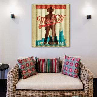Music City Cowboy - Corrugated Metal Wall Art Corrugated Wall Art Anderson Design Group