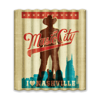 Music City Cowboy - Corrugated Metal Wall Art Corrugated Wall Art Anderson Design Group