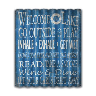 Welcome to the Lake: Blue Generic - Corrugated Metal Wall Art Corrugated Wall Art Meissenburg Designs