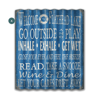 Welcome to the Lake: Blue Personalized - Corrugated Metal Wall Art Corrugated Wall Art Meissenburg Designs