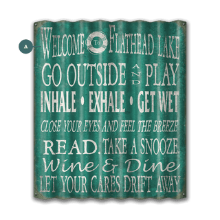 Welcome to the Lake: Green Personalized - Corrugated Metal Wall Art Corrugated Wall Art Meissenburg Designs