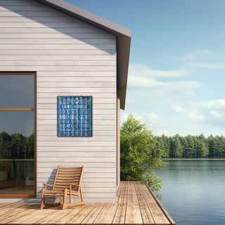 Welcome to the Lake House: Blue Personalized - Corrugated Metal Wall Art Corrugated Wall Art Meissenburg Designs