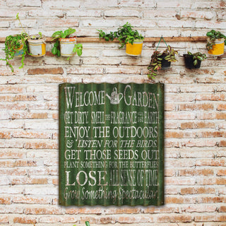Welcome to the Garden - Corrugated Metal Wall Art Corrugated Wall Art Meissenburg Designs