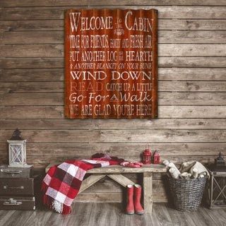 Welcome to the Cabin: 1 Line - Corrugated Metal Wall Art Corrugated Wall Art Meissenburg Designs