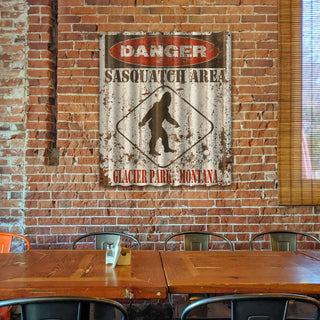 Sasquatch Warning Sign - Corrugated Metal Wall Art Corrugated Wall Art Meissenburg Designs