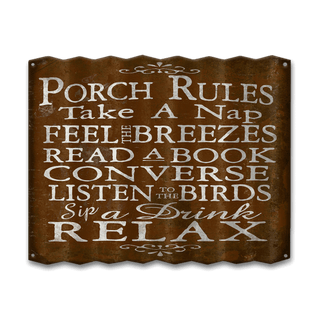 Porch Rules - Corrugated Metal Wall Art Corrugated Wall Art Meissenburg Designs