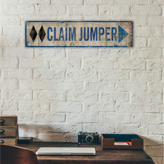 Directional Ski Trail Marker Sign: Double Black Diamond - Wood & Metal Wall Art