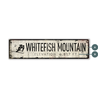 Landmark Skier Custom Signs: Black on White 2 Lines - Wall Decor Wood & Metal Wall Art Out West Design