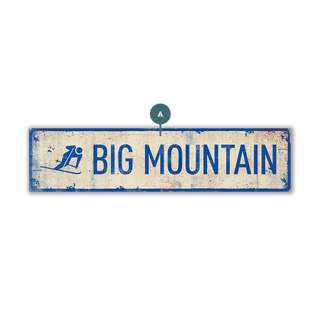 Landmark Skier Custom Signs: White 1 Line - Wall Decor Wood & Metal Wall Art Out West Design