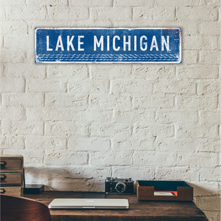 Landmark Waves Custom Signs: Blue 1 - Wall Decor Wood & Metal Wall Art Out West Design