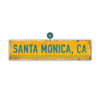 Landmark Waves Custom Signs: Yellow 1 - Wall Decor Wood & Metal Wall Art Out West Design