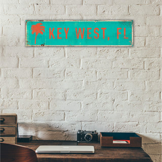 Landmark Palms Custom Signs: Turquoise 1 - Wall Decor Wood & Metal Wall Art Out West Design