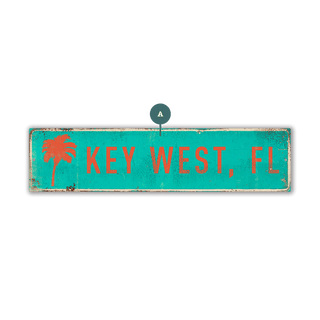 Landmark Palms Custom Signs: Turquoise 1 - Wall Decor Wood & Metal Wall Art Out West Design