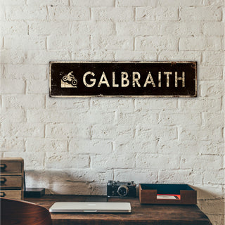 Landmark Motorbike Custom Signs: Black - Wall Decor Wood & Metal Wall Art Out West Design