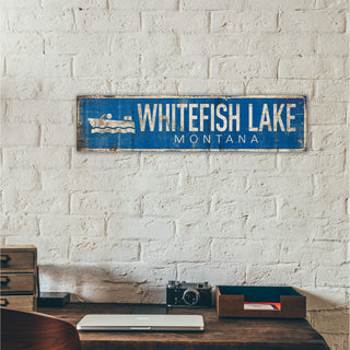 Landmark Speedboat Custom Signs: Blue 1 - Wall Decor Wood & Metal Wall Art Out West Design