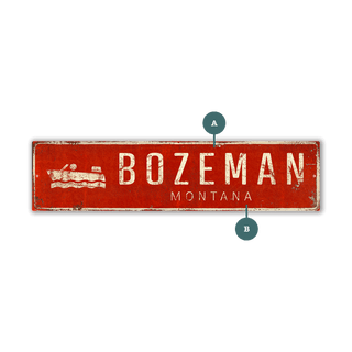 Landmark Speedboat Custom Signs: Red 2 - Wall Decor Wood & Metal Wall Art Out West Design