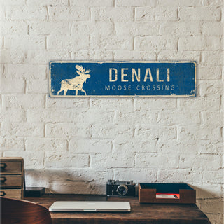 Landmark Moose Custom Signs: Blue 2 - Wall Decor Wood & Metal Wall Art Out West Design