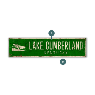 Landmark Boat Launch Custom Signs: Green 2 - Wall Decor Wood & Metal Wall Art Out West Design