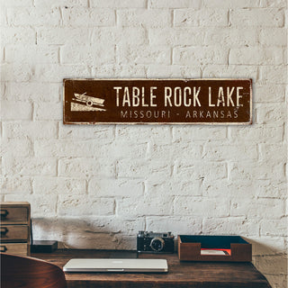 Landmark Boat Launch Custom Signs: Brown 2 - Wall Decor Wood & Metal Wall Art Out West Design